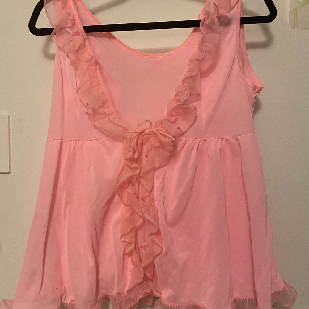 Pink Ruffled Sleeveless Top